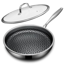 KURRUNGIE Non Stick Frying Pans with lid, 8 inch Hybrid Frying Pans Nonstick, non stick Stainless Steel Skillets, Dishwasher and Oven-Safe, nonStick Cookware, Induction Compatible Cooking Pan