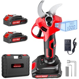 Upgraded Electric Pruning Shears,1.4" Cutting Diameter Cordless Power Pruner with LCD Display, Brushless Motor Pruning Shears with 2000mAh*2 Rechargeable Batteries for Garden Tree Pruner Branch