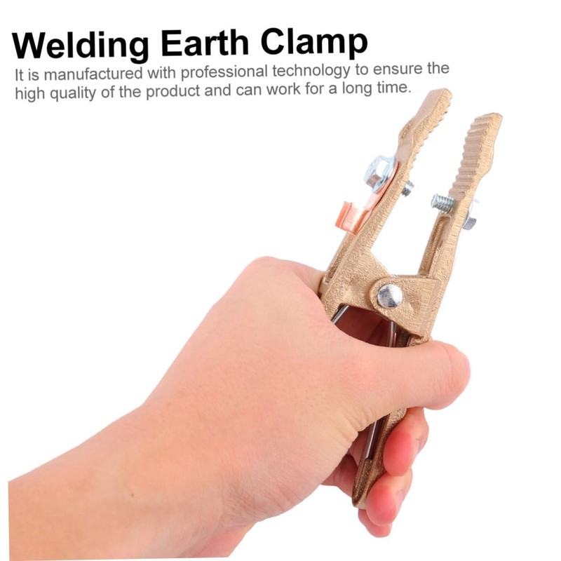 Tofficu Copper Welding Ground Clamp Electroplated Earth Clip for Manual