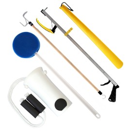 RMS Deluxe 5 Piece Set Hip Kit - Ideal for Recovering from Hip Replacement, Knee or Back Surgery, Mobility Tool for Moving and Dressing (26 Inch Reacher)
