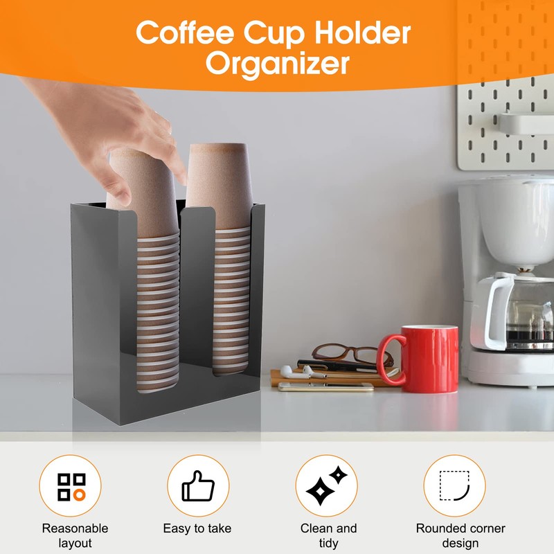 Paper Cup Lid Holder Dispenser, Cup Storage Organiser, Disposable Cup