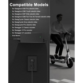 VHBW 42V Replacment for SwagTron Charger, Compatible with SwagTron EB1,EB5,EB5 Pro,EB6 Youth,EB7 Elite,EB8,EB9,EB10,EB11,EB12; SwagCycle Envy,Pro Electric Bike; Swagger 2 Classic,3 Pro,V1 Scooters