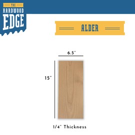The Hardwood Edge Alder Hardwood Planks - 8-Pack Alder Wood for Unfinished Wood Crafts - 1/4’’ (6mm) 100% Pure Hardwood - Laser Engraving Blanks - Alder Craft Wood for Crafts and Gifts