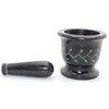 Govinda - Black Soap Stone Mortar and Pestle - Vines-