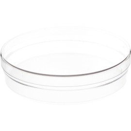 Pioneer Plastics 173C Clear Round Plastic Container with Frosted Bottom, 6" W x 1.375" H