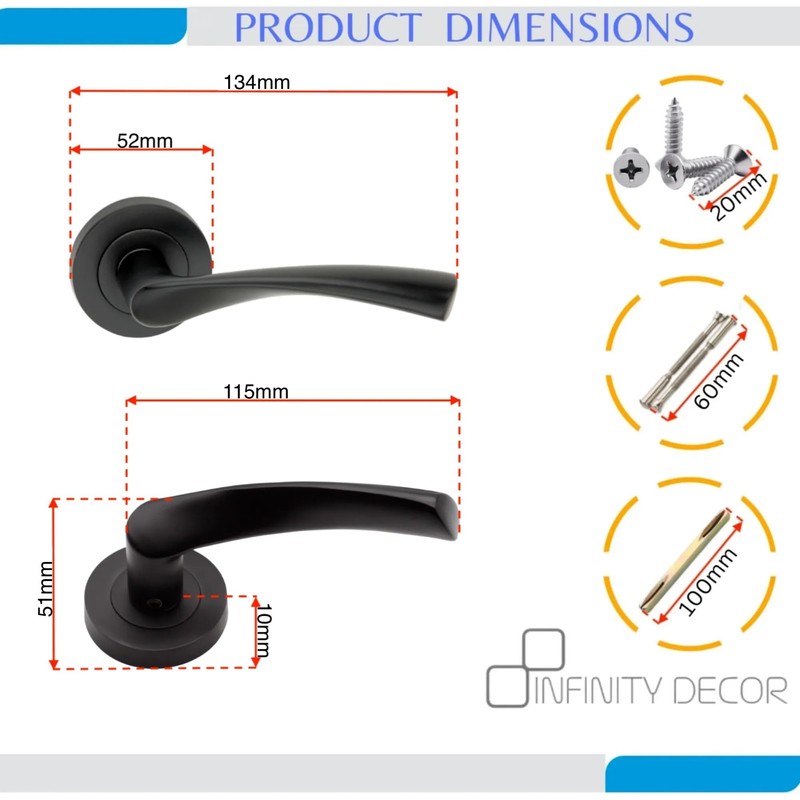 Infinity Decor Pair of Twisted Lever Latch Door Handles on