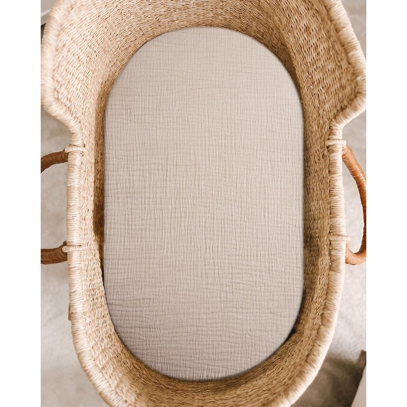 2Pack Crib Sheets (Beige & Cream, Bassinet Sheet)