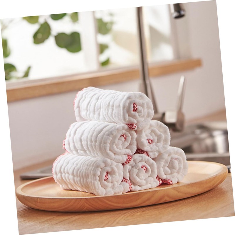 CHILDWEET 6Pcs Ultra Absorbent Cotton Kitchen Dishcloths Thick Cleaning Towels
