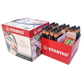 STABILO MARKdry - Whiteboard and Flipchart Marker Pencil - Classpack of 30 - Black with 2 Sharpeners