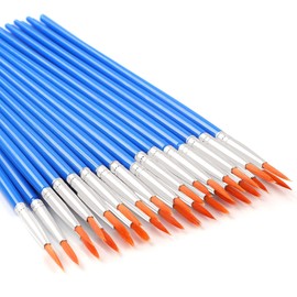 UPINS 30 Pcs Paint Brushes, Round Flat Small Brush Bulk Paint Brushes Set for Detail Painting Classroom Watercolor Canvas Face Painting