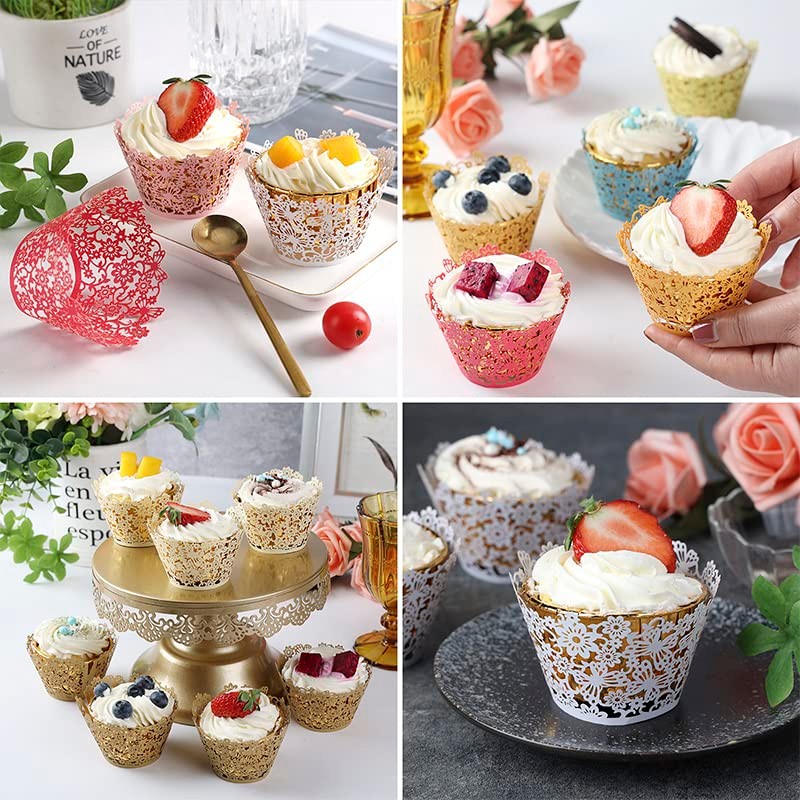 KOSTOO Cupcake Wrappers 50pcs/Pack Lace Cupcake Liners Laser Cut Cupcake