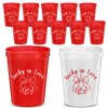 Qinyoung 12 Pcs 16 oz Lucky in Love Party Plastic