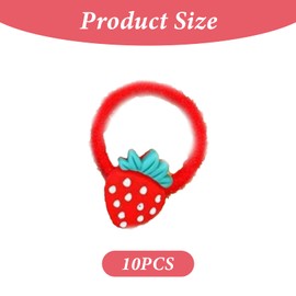 Strawberry Hair Ties for Baby Girls Toddler - 10Pcs Strawberry Red Hair Elastics No Damage Soft Rubber Hair Bands Hair Ropes Ponytail Holders Cute Strawberry Hair Accessories for Girls Teens Gifts