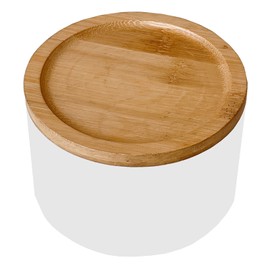 Wlz Small Jewelry Organizer Box Round Modern Jewelry Storage Box for Women Earrings Rings Holder Girls Necklaces Bracelets Container Boxes with Wood Lid (White)