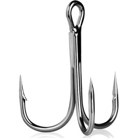 9KM DWLIFE Silver Treble Fishing Hooks 50PCS High Carbon Steel Strong Sharp Treble Fishing Hooks for Pike Perch Trout Saltwater Freshwater Fishing