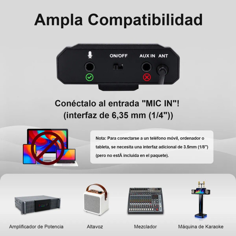 Micrófono Inalámbrico WinMix A1-2 Solapa y Diadema 2 Bodypack Negros
