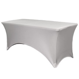 Your Chair Covers - Spandex 4 Ft Rectangular Table Cover Silver