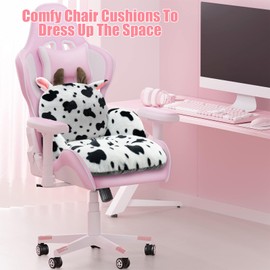 QIUODO Cute Chair Cushion, Comfy Seat Cushion for Office Desk, Kawaii Chair Cushions for Gamer, Soft Chair Cushion for Room Bedroom Decor（Fancy Cow）