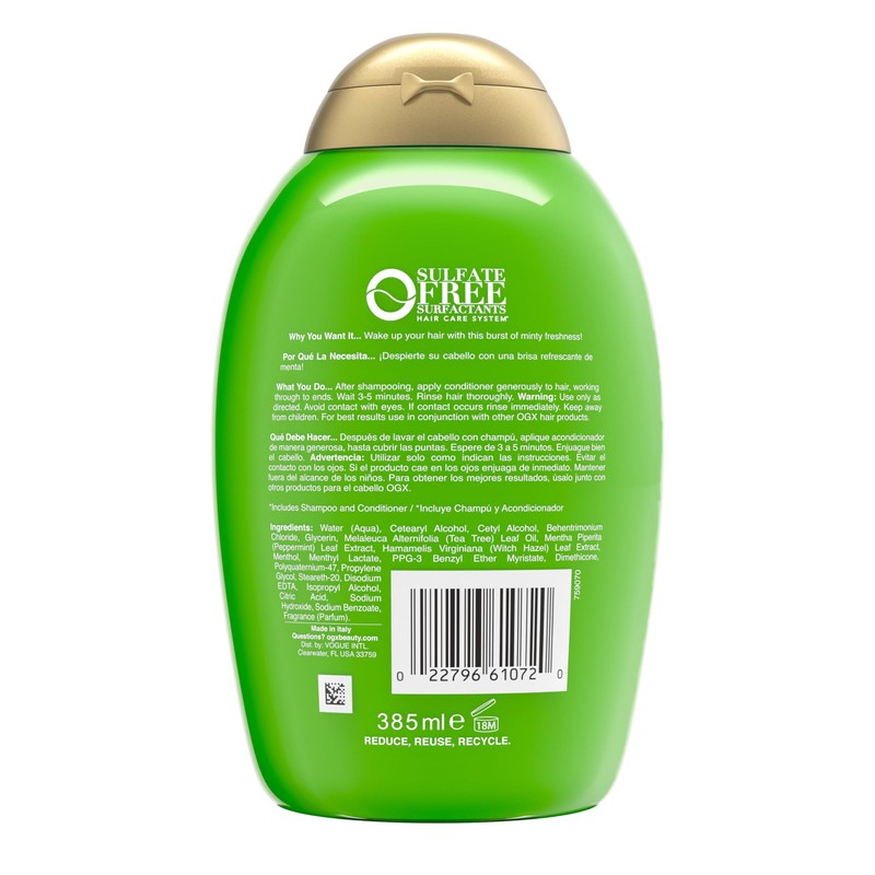 OGX Extra Strength Refreshing Scalp + Teatree Mint Conditioner, Invigorating