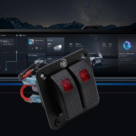 2 Gang Switch Panel 12v 24v Dc Toggle Switch Panel 5 Pin On Off Prewired Marine Switch Panel Waterproof Switch Panel for Automotive Boat Marine Truck Jeep Off-Road Bus Rv