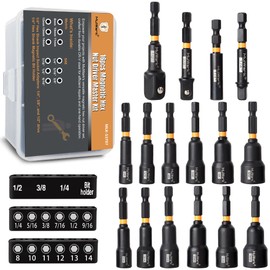 MulWark Magnetic Nut Driver Set 16 pcs Impact Driver Bit Set - Deep 1/4” Hex Shank Drill Bit Set - Impact Socket Adapters - Bit Extension Quick Change Torx Bit Set – Christmas Tool Gift