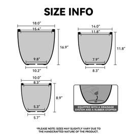 Kante Round Concrete Planter, Large Outdoor Indoor Garden Pots with Drainage Hole, 18-Inch Diameter Flower Pots for Patio, Garden and Home, White