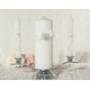 Rhinestone Pearlized Heart Rose Bouquet Wedding Unity Candle Set