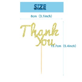 Sumerk 24PCS Glitter Gold Thank You Cupcake Toppers Thanks Cupcake Picks Baby Shower Birthday Wedding Party Decoration Supplies
