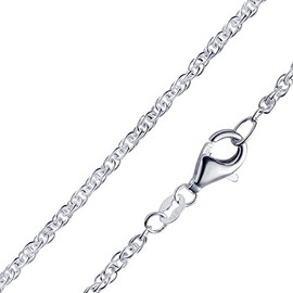 MATERIA Women's Double Anchor Chain Necklace in 925 Sterling Silver, 2 mm / 5 g in 40, 45, 50, 60 and 70 cm No. K41, Sterling Silver