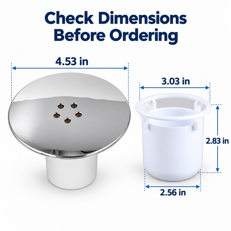 Round Shower Floor Drain Cover with Removable Waste Trap Insert