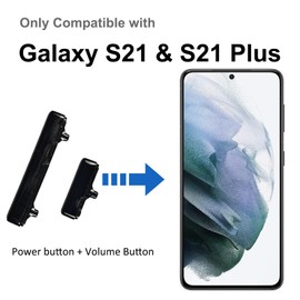 Power On Off Volume Button Key Replacement for Galaxy S21 & S21 Plus Repair Part, with Toolkit (Black)
