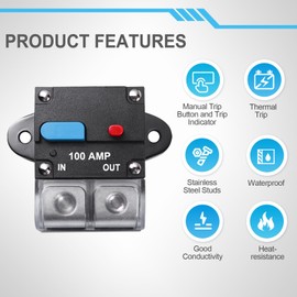 BULVACK 80 Amp Circuit Breaker with Manual Reset Switch for RVs Trolling Boat Marine Truck Vehicles Stereo Audio Electronic Battery Solar System, 12V-48VDC Waterproof