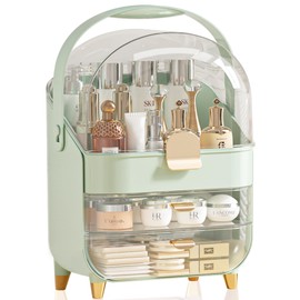 Makeup Organizer, Skincare Holder Bathroom Counter Organizer, Storage Box Cosmetic Display Cases, Teen Girl Gifts Trendy Stuff Make up Organizers for Vanity, Dresser, Countertop (Green)