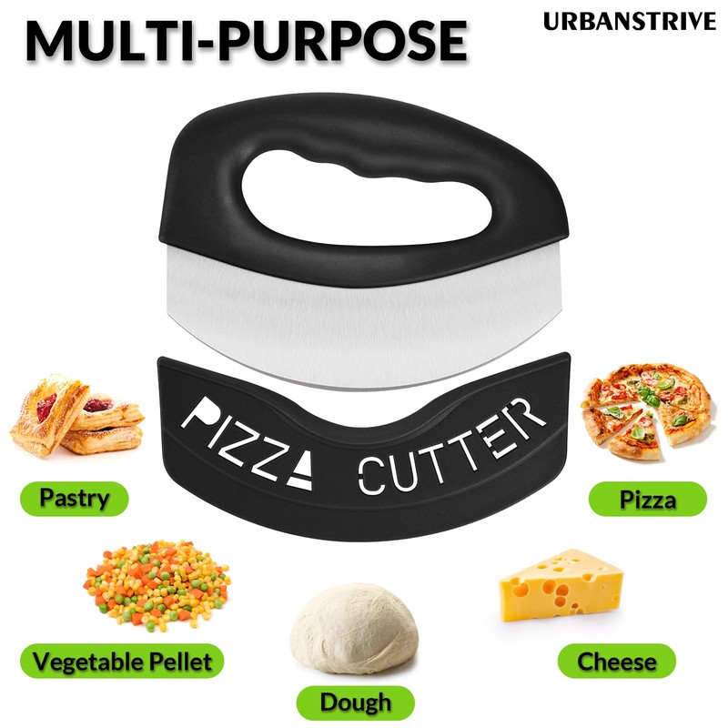 Urbanstrive Heavy Duty Stainless Steel Pizza Cutter with Cover, Super