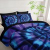 Smell Sunshine 7Pcs Tie Dye Comforter Set Blue Spiral Printed