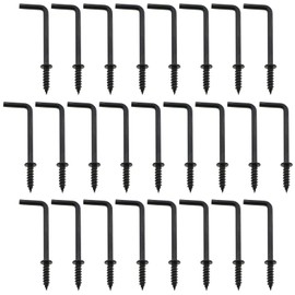 LUORNG 25PCS 54mm Length Black L Shaped Screw Hook Dresser Cup Hook Carbon Steel Self Tapping Screw Hook for Hanging Painting Curtain Clothes