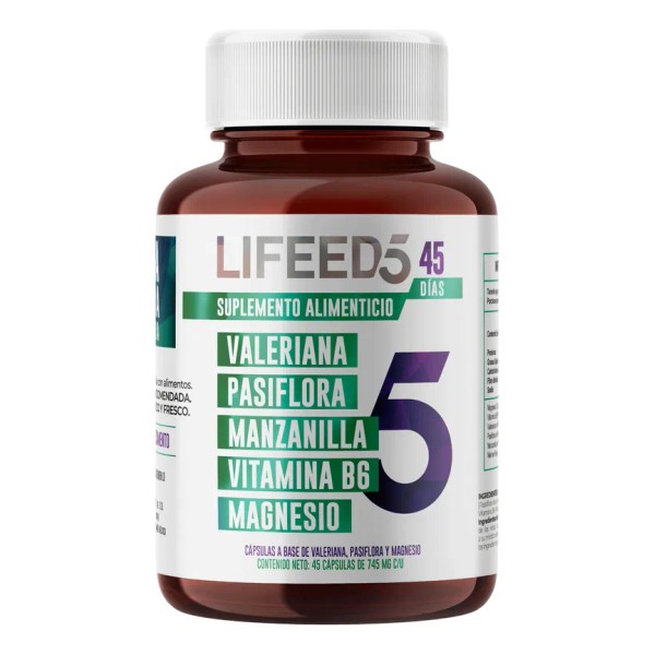 Suplemento Dormir Lifeed5 Sleep Valeriana Pasiflora 45 Caps Sabor Sin
