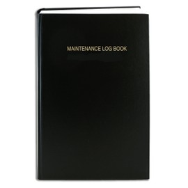 BookFactory Black Maintenance Log Book 120 Total Pages 8.875'' x 13.5'' Black Imitation Leather Cover Section Sewn Hardbound (Made in USA)