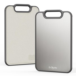 G.C&yite Pure Titanium Cutting Boards for kitchen, 2-Sided Titanium and Wheat Straw PP, Chopping board for Meat and Vegetable, Dishwasher Safe Easy to Clean, Non Toxic 16”×11”