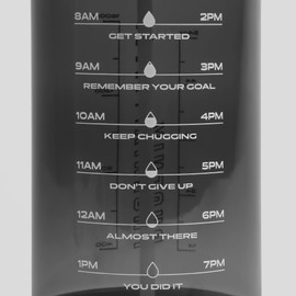 Phoenix Fitness 2 Litre Motivational Water Bottle with Straw - 2000ml Sports Water Bottle with Time Markings & Carry Handle - Reusable Non-Toxic BPA-Free Gym Drinks Bottle - 2L, Slate