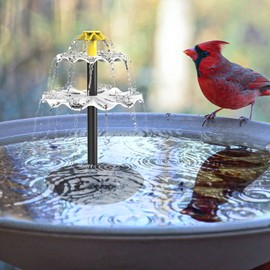 Lewisia 3-Tier Solar Cascade Hanging Bird Bath Fountain with Water Pump & Blue Bowl Attract Wild Birds Humming Birds