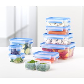 Emsa 515585 Food Clip & Close, Plastic, Transparent / Green, 0.55 / 1 / 2,3 Liter, Set of 3 boxes