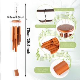 Bamboo Wind Chime 6 Tubes Wind Chime Garden, 75 cm Wind Chime for Outdoor Hanging Wood, Wood Outdoor Chime A S Port, Bamboo Decoration for Garden, Yard, Patio