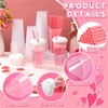 Potchen 60 Set Heart Shaped Plastic Cups with Straws 16