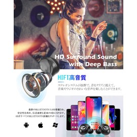 Bluetooth Earphones, Wireless Earphones, IPX7 Fully Waterproof, 1600 mAh Charging Case, Long Time Music Playback, CVC 8.0 Noise Canceling, Siri Compatible, Hands-free Calling, Single Ear, Binaural