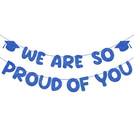 Fulmoon We Are So Proud of You Banner Glitter Congratulations Banner 2025 College Graduation Decorations for College High School University Graduation Party Supplies (Navy Blue)
