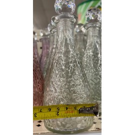 Unbranded Decorative Hammered Glass Bottles with Stoppers   6.875 x 2.625 in.