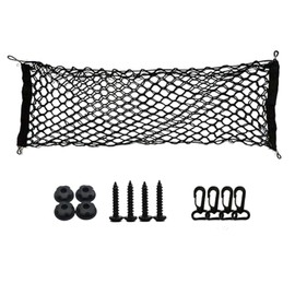 Cargo Net, 110 x 40 cm Adjustable Elastic Cargo Net for Van, Car Boot Net with 4 Carabiners and 4 Hooks for Car Rear Boot, SUV, Truck Bed, Vans, Motorhomes