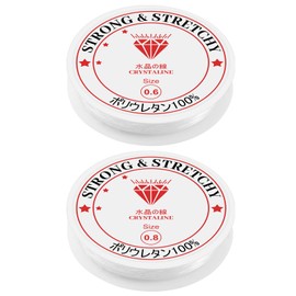 2 Pieces Elastic String for Bracelets, Heavy Duty, 0.6-0.8mm, Elastic Thread for Bracelets, 15-6.5m, Transparent, for Bracelets, Necklaces, Jewellery Making