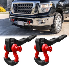 2PCS Front Tow Hook Mount Bracket and D-Ring Fit 2017 2018 2019 2020 2021 NIS-san Titan with 3/4" D Ring Shackle